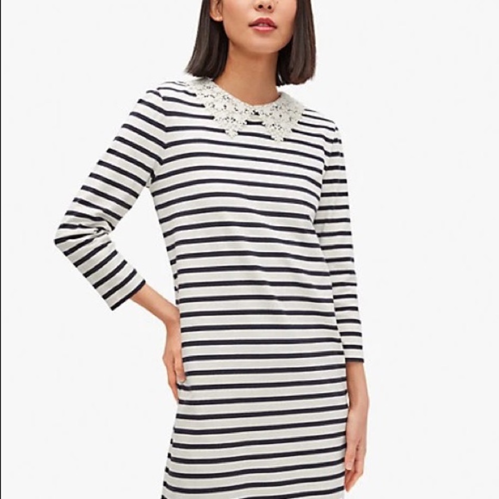 kate spade lace collar striped tee dress